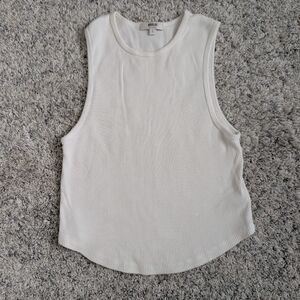 Agolde White Ribbed Tank Top